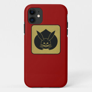 Japanese Clan Kamon Red Laquer and Gold Rabbit iPhone 11 Case