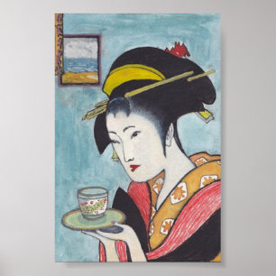 Japanese Classic Geisha Lady Art Poster