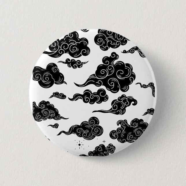 Japanese Cloud Pattern Aesthetic 6 Cm Round Badge (Front)