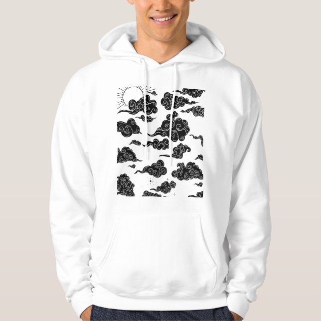Japanese Cloud Pattern Aesthetic Hoodie (Front)