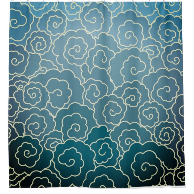 JAPANESE CLOUD PATTERN Shower Curtain (Front)