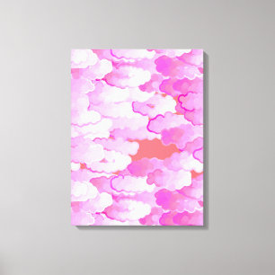 Japanese Clouds, Dawn, Orchid Pink and Coral Canvas Print
