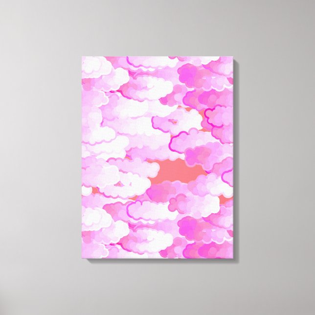 Japanese Clouds, Dawn, Orchid Pink and Coral Canvas Print (Front)