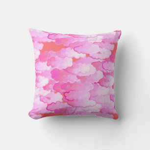 Japanese Clouds, Dawn, Orchid Pink and Coral Cushion