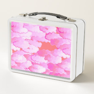 Japanese Clouds, Dawn, Orchid Pink and Coral Metal Lunch Box