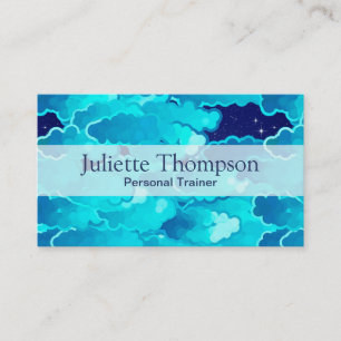 Japanese Clouds, Evening Sky, Turquoise and Indigo Business Card
