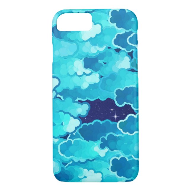 Japanese Clouds, Evening Sky, Turquoise and Indigo Case-Mate iPhone Case (Back)