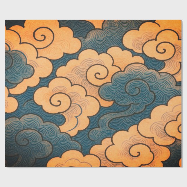 JAPANESE CLOUDS GIFT WRAPPING  PAPER (Flat)