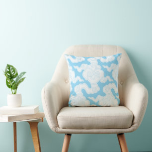 Japanese Clouds Stencil Ise Katagami Pattern Cushion