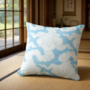 Japanese Clouds Stencil Ise Katagami Pattern Cushion