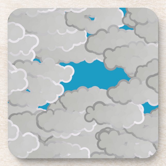Japanese Clouds, Summer Day, White and Sky Blue Coaster (Front)