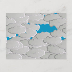 Japanese Clouds, Summer Day, White and Sky Blue Postcard