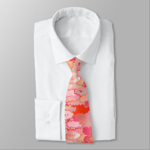 Japanese Clouds, Sunset, Coral, Fuchsia, Pink  Tie