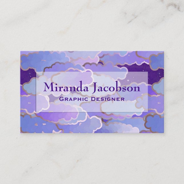 Japanese Clouds, Twilight, Violet and Deep Purple Business Card (Front)