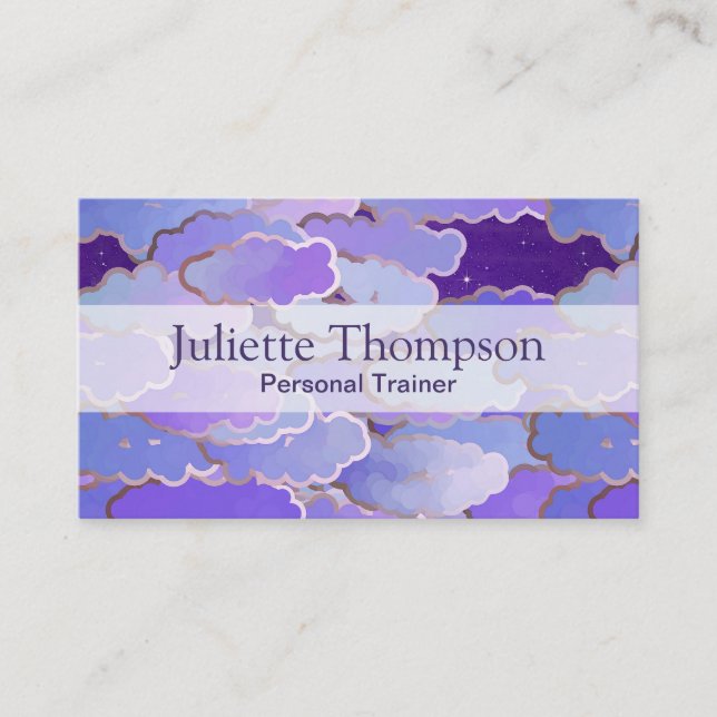 Japanese Clouds, Twilight, Violet and Deep Purple Business Card (Front)