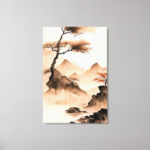 Japanese Coastal Minimalist Landscape Canvas Print