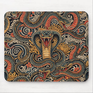 Japanese Cobra Irezumi Tattoo Pattern Mouse Mat