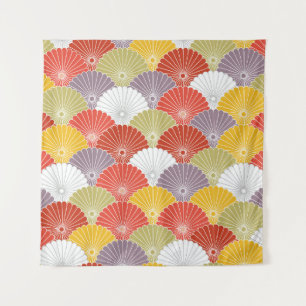 Japanese Colorful Flower Wave vintage Seamless Pat Tapestry