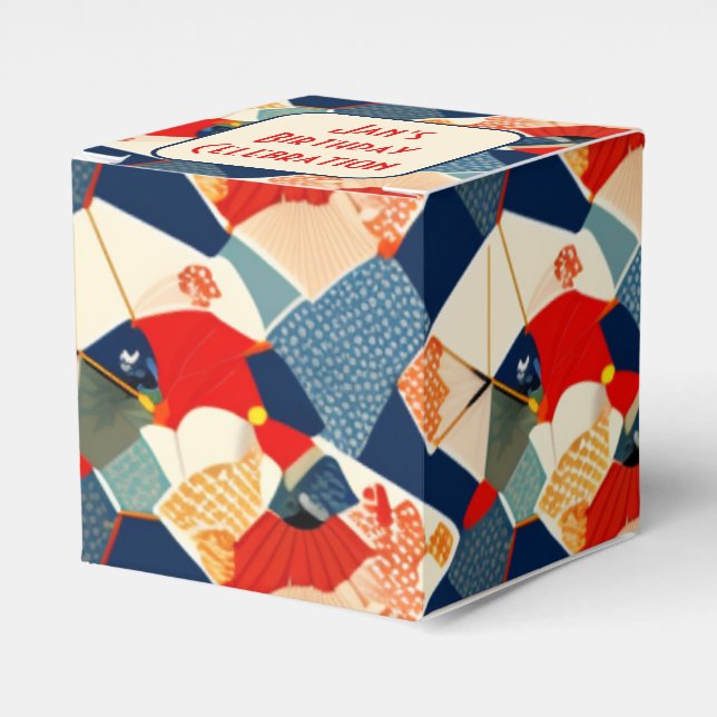 Japanese colourful design gift box | Personalise (Front Side)