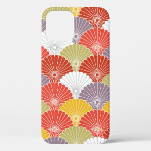 Japanese Colourful Flower Wave vintage Seamless Pa iPhone 12 Case
