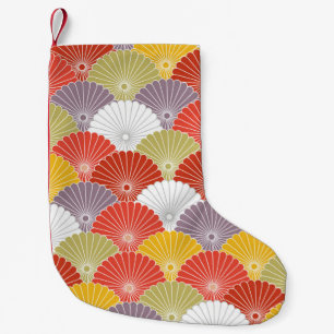Japanese Colourful Flower Wave vintage Seamless Pa Small Christmas Stocking