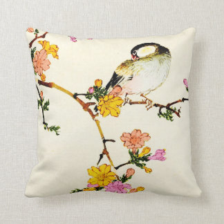 Japanese Colourful Flowers & Bird Cushion