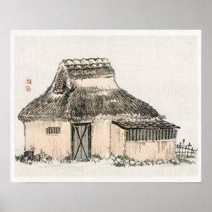 Japanese cottage by Kōno Bairei (1844-1895) Poster