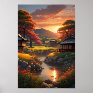 Japanese Countryside's Peaceful Glow Poster