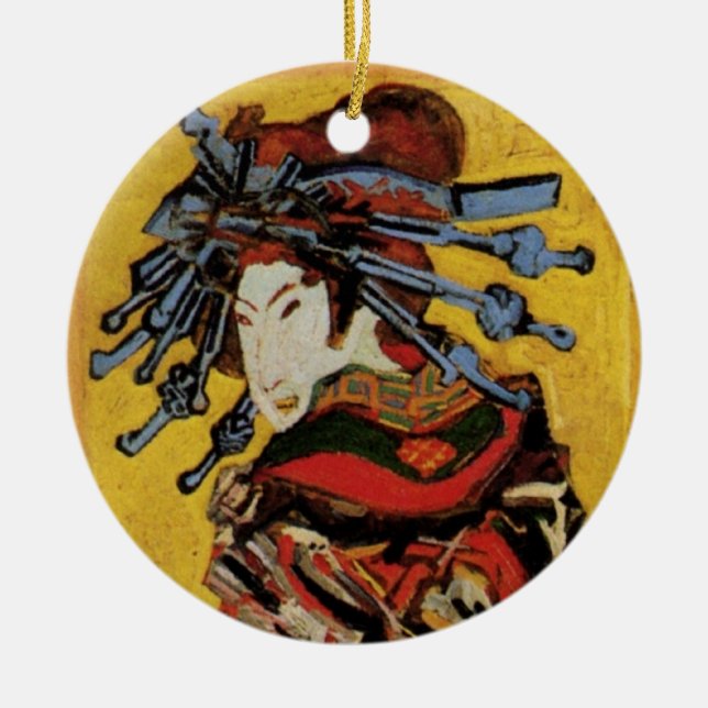 Japanese Courtesan Oiran by Vincent van Gogh Ceramic Tree Decoration (Front)