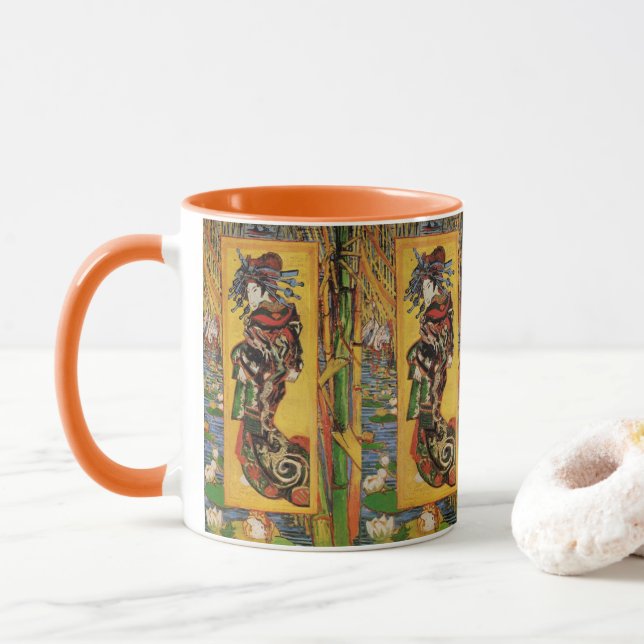 Japanese Courtesan Oiran by Vincent van Gogh Mug (With Donut)