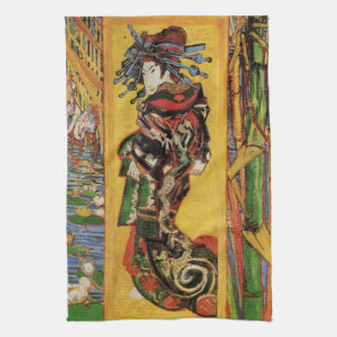 Japanese Courtesan Oiran by Vincent van Gogh Tea Towel
