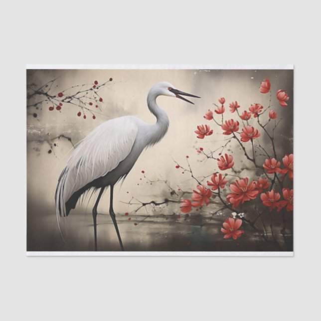 Japanese Crane 6 Decoupage Paper (Front)