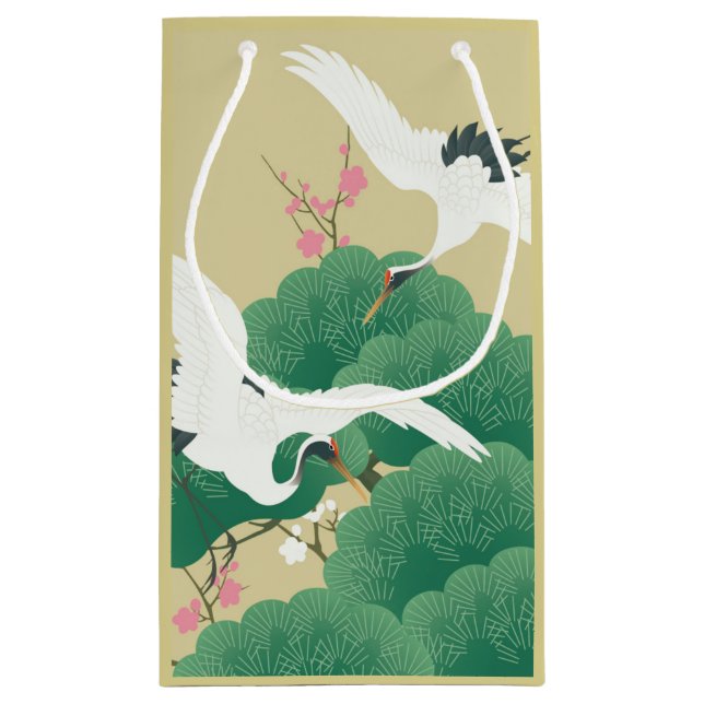 Japanese Crane and Pine Tree Small Gift Bag (Back)