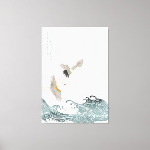 Japanese crane art canvas print