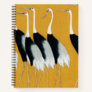 Japanese Crane Artwork Gold Pattern Notebook