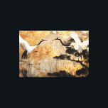 Japanese Crane Birds Canvas Print<br><div class="desc">Immerse yourself in the elegance of Japanese crane birds gracefully adorning our landscape illustrations. Each design captures the tranquillity and majesty of these iconic creatures amidst breathtaking natural scenery. Elevate your space with a touch of Eastern-inspired serenity.</div>
