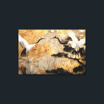 Japanese Crane Birds Canvas Print<br><div class="desc">Immerse yourself in the elegance of Japanese crane birds gracefully adorning our landscape illustrations. Each design captures the tranquillity and majesty of these iconic creatures amidst breathtaking natural scenery. Elevate your space with a touch of Eastern-inspired serenity.</div>