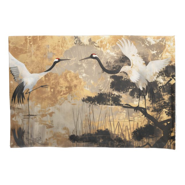 Japanese Crane Birds Pillowcase (Front)
