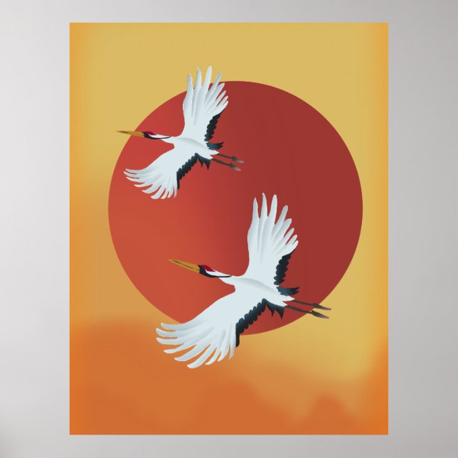Japanese Crane birds Poster (Front)