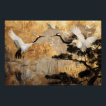 Japanese Crane Birds Poster<br><div class="desc">Immerse yourself in the elegance of Japanese crane birds gracefully adorning our landscape illustrations. Each design captures the tranquillity and majesty of these iconic creatures amidst breathtaking natural scenery. Elevate your space with a touch of Eastern-inspired serenity.</div>