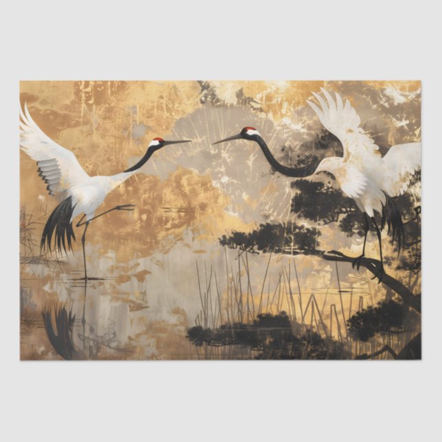 Japanese Crane Birds Tissue Paper (Front)