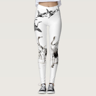 Japanese Crane Birds Wetlands Wildlife Leggings