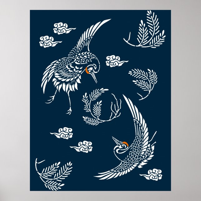 Japanese Crane Couple Poster (Front)