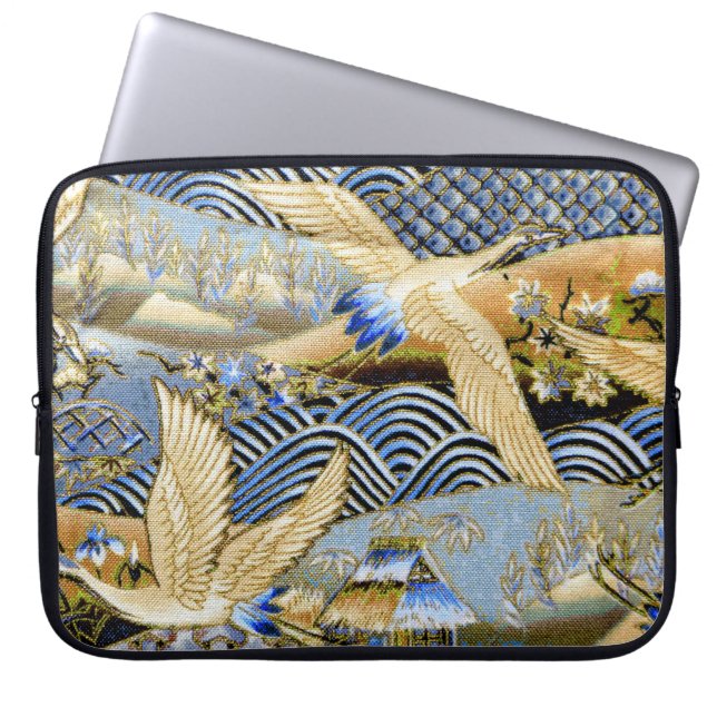 Japanese Crane Custom Laptop Sleeve (Front)