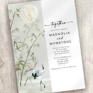 Japanese Crane Modern Wedding Invitation