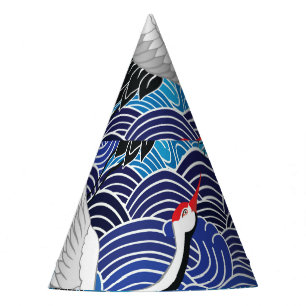 Japanese Crane: Ornate Bird Pattern. Party Hat