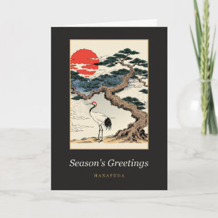 Japanese Crane Pine Season's Greetings Ukiyo-e Card