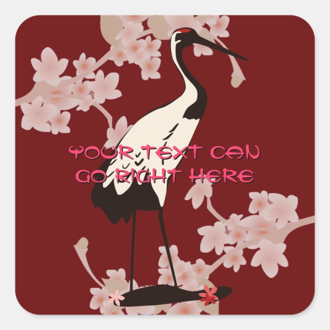 Japanese Crane Square Stickers (Front)