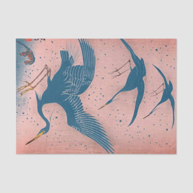 JAPANESE CRANE Tissue Paper BLUE AND PINK (Front)