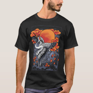 Japanese Crane Tsuru With Cherry Blossoms T-Shirt